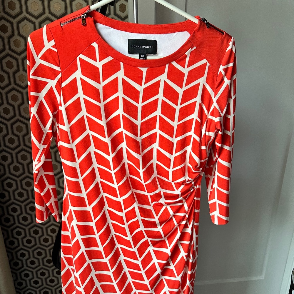 Vibrant orange and white dress
